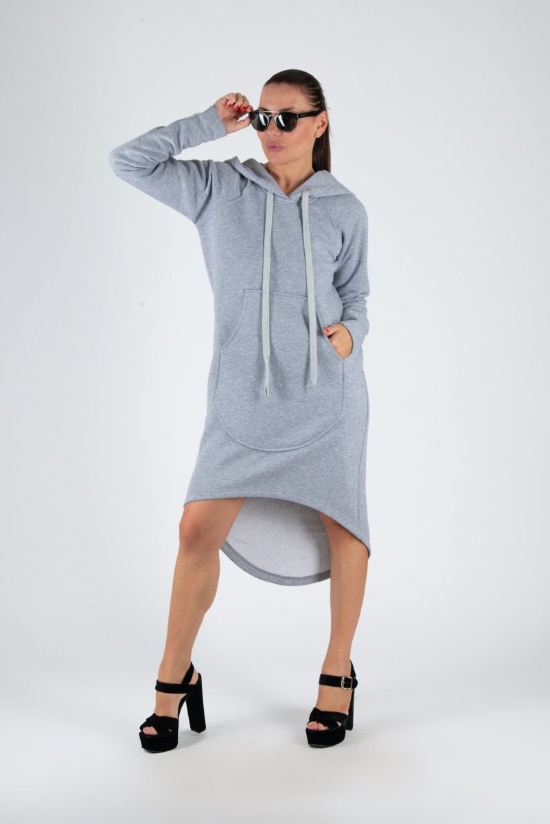 Light grey Hooded Dress TAYLOR - EUG Fashion EugFashion 