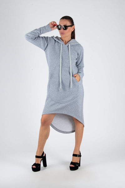 Light grey Hooded Dress TAYLOR - EUG Fashion EugFashion 