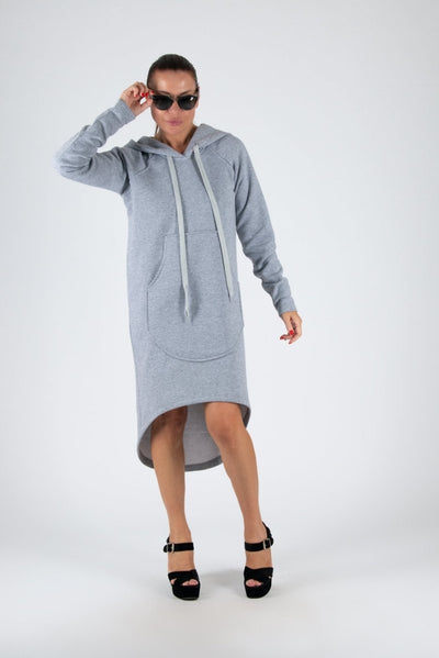 Light grey Hooded Dress TAYLOR - EUG Fashion EugFashion 