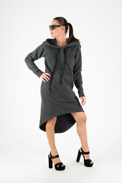 Light grey Hooded Dress TAYLOR - EUG Fashion EugFashion 