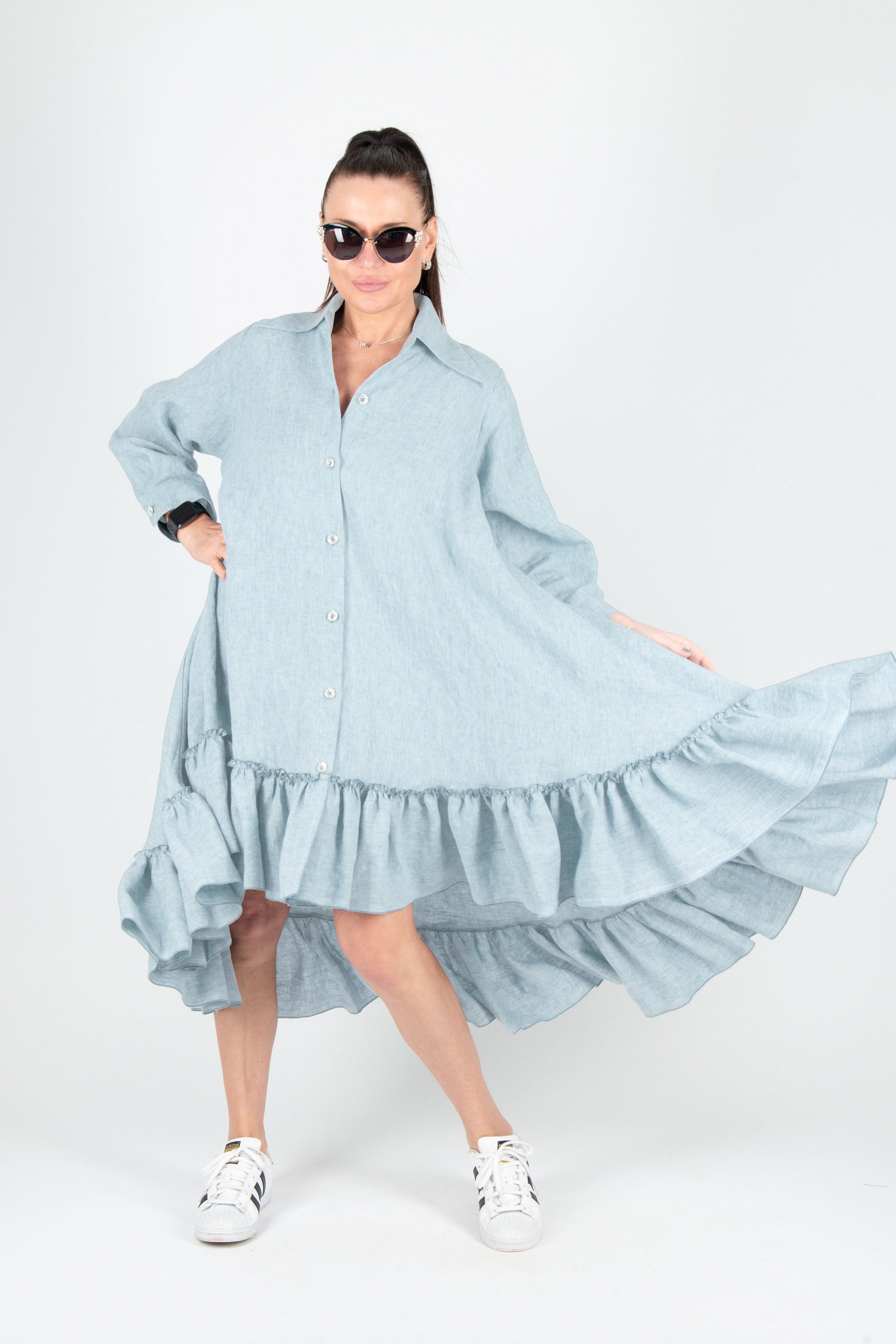 linen-light-green-dress - EUG fashion #light-blue
