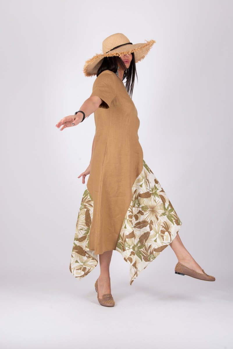 Linen Beige Dress Essen - EUG Fashion EugFashion 