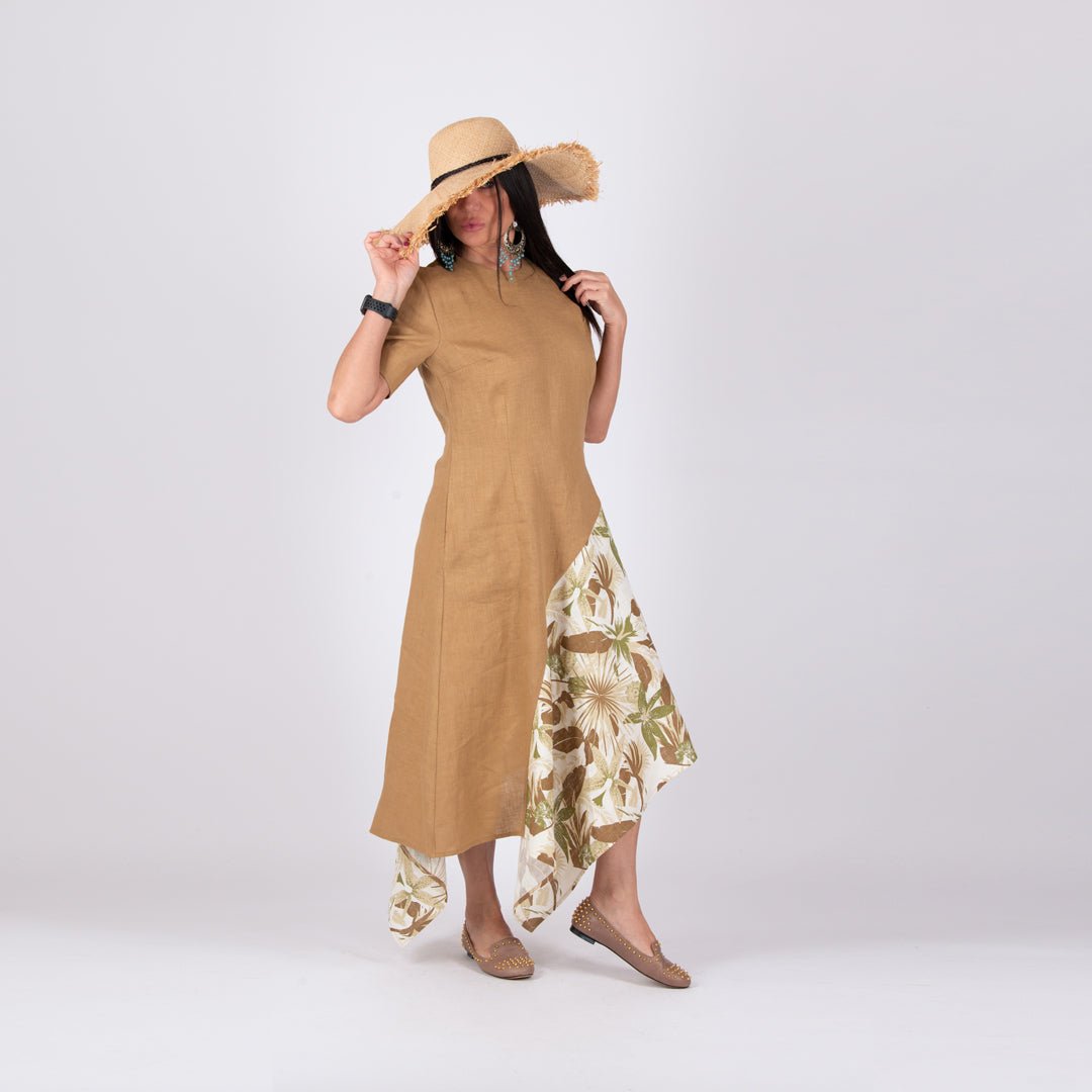 Linen Beige Dress Essen - EUG Fashion EugFashion 