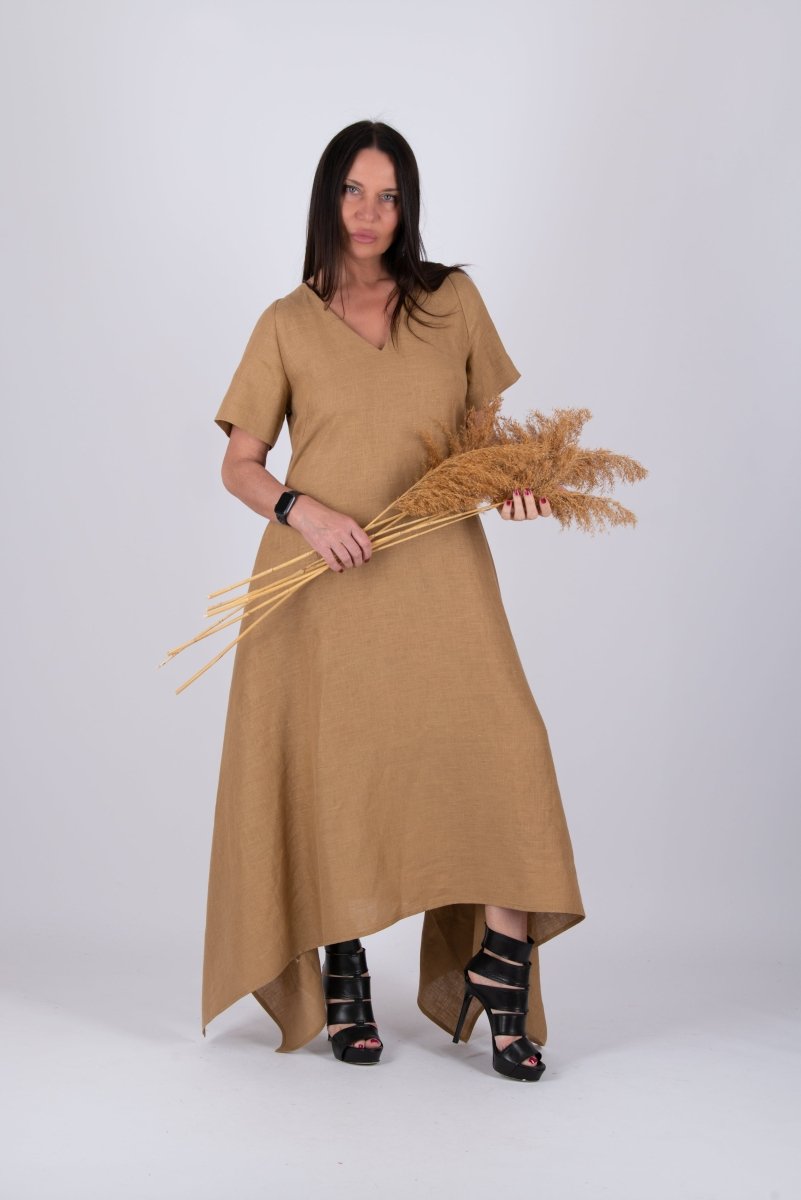 Linen Beige Dress LUCCA - EUG Fashion EugFashion 