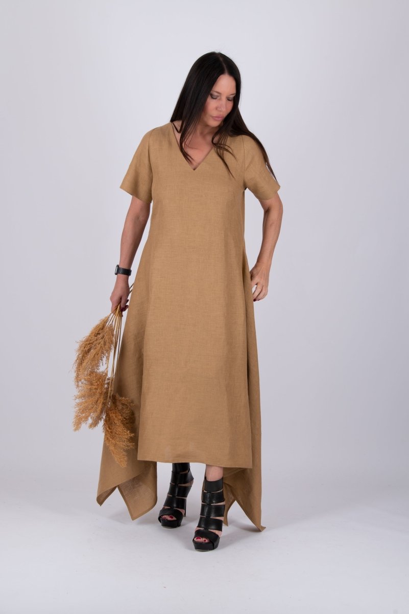 Linen Beige Dress LUCCA - EUG Fashion EugFashion 