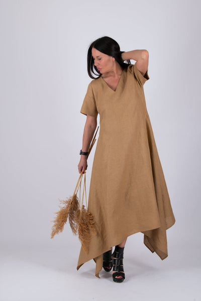 Linen Beige Dress LUCCA - EUG Fashion EugFashion 