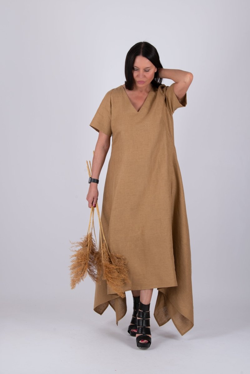 Linen Beige Dress LUCCA - EUG Fashion EugFashion 