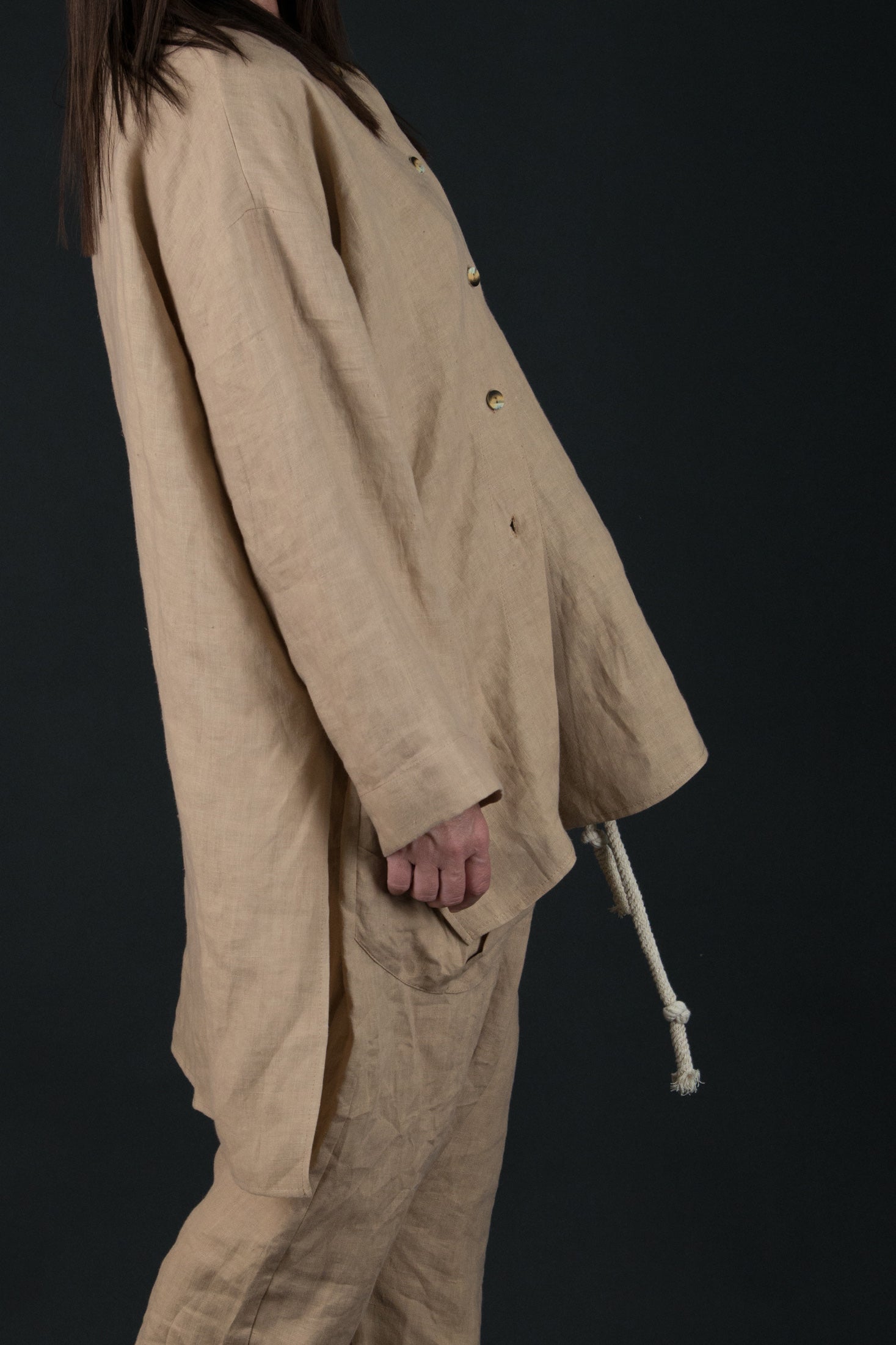 Linen loose fit top #beige-sahara