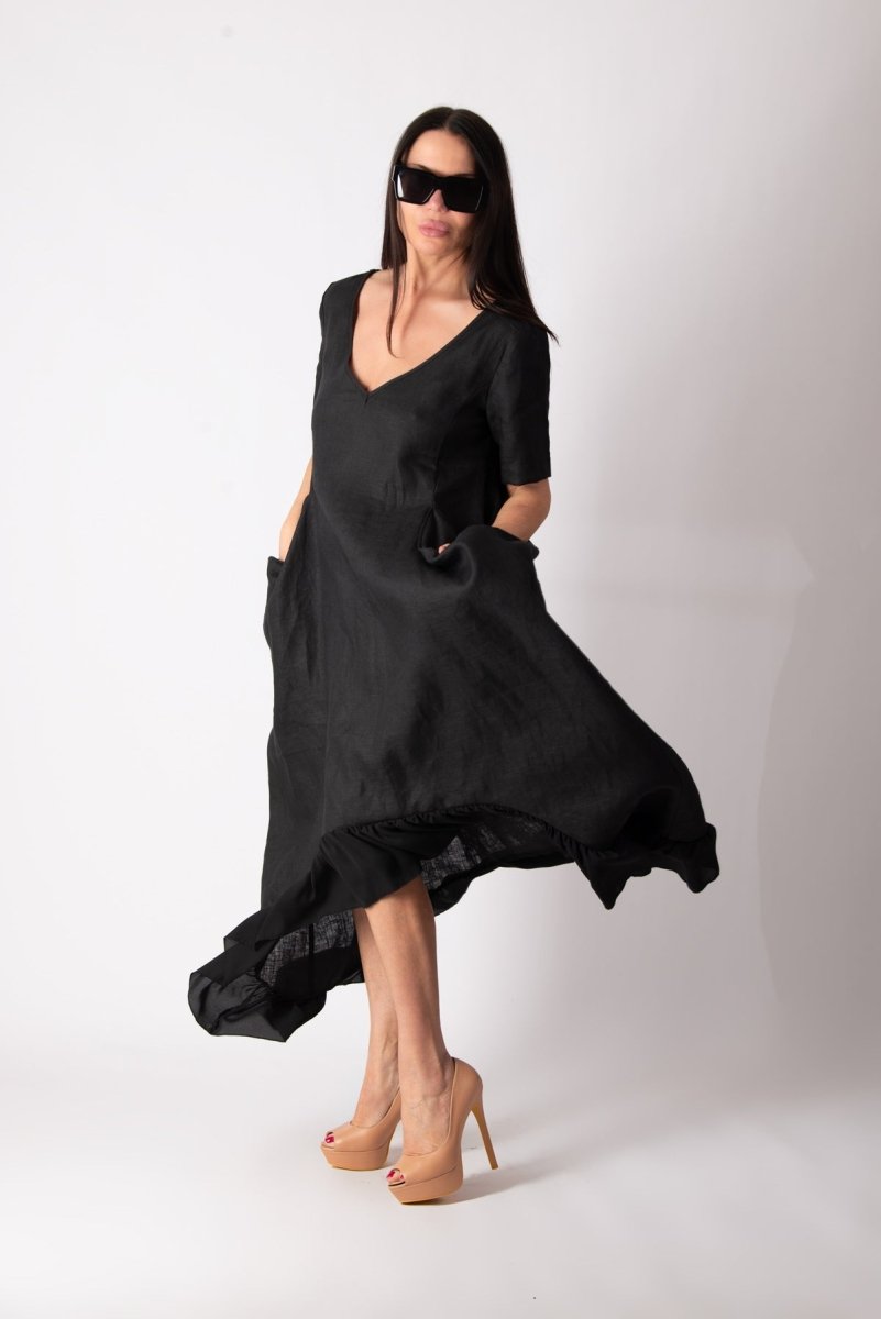 Linen Black Dress Casablanca - EUG Fashion EugFashion 