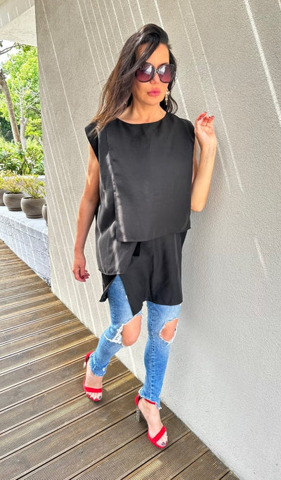 Linen Black Tunic ALLA - EUG Fashion EugFashion 