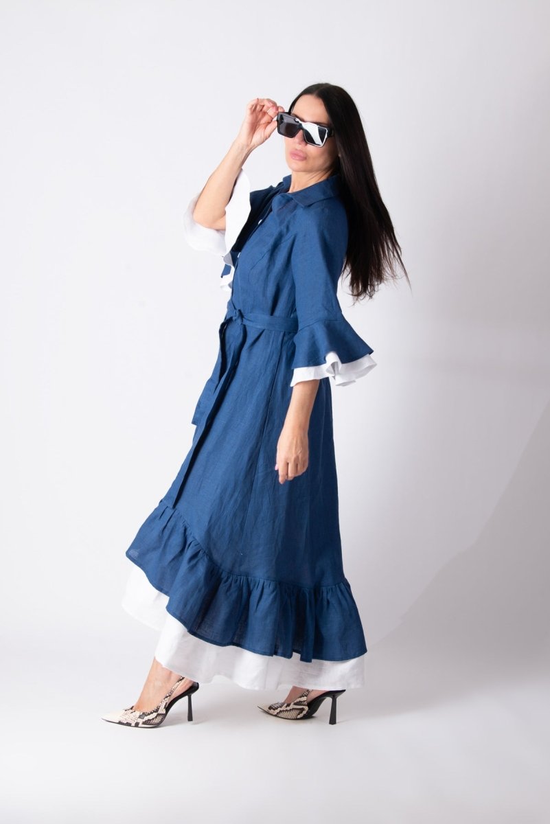 Linen Blue Dress SALEM - EUG Fashion EugFashion 