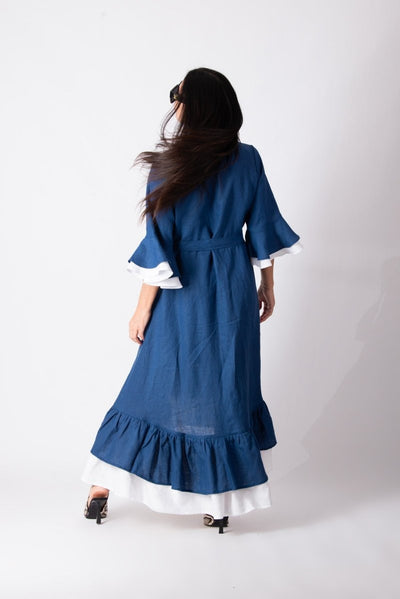 Linen Blue Dress SALEM - EUG Fashion EugFashion 