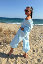 linen-blue-jumpsuit for woman