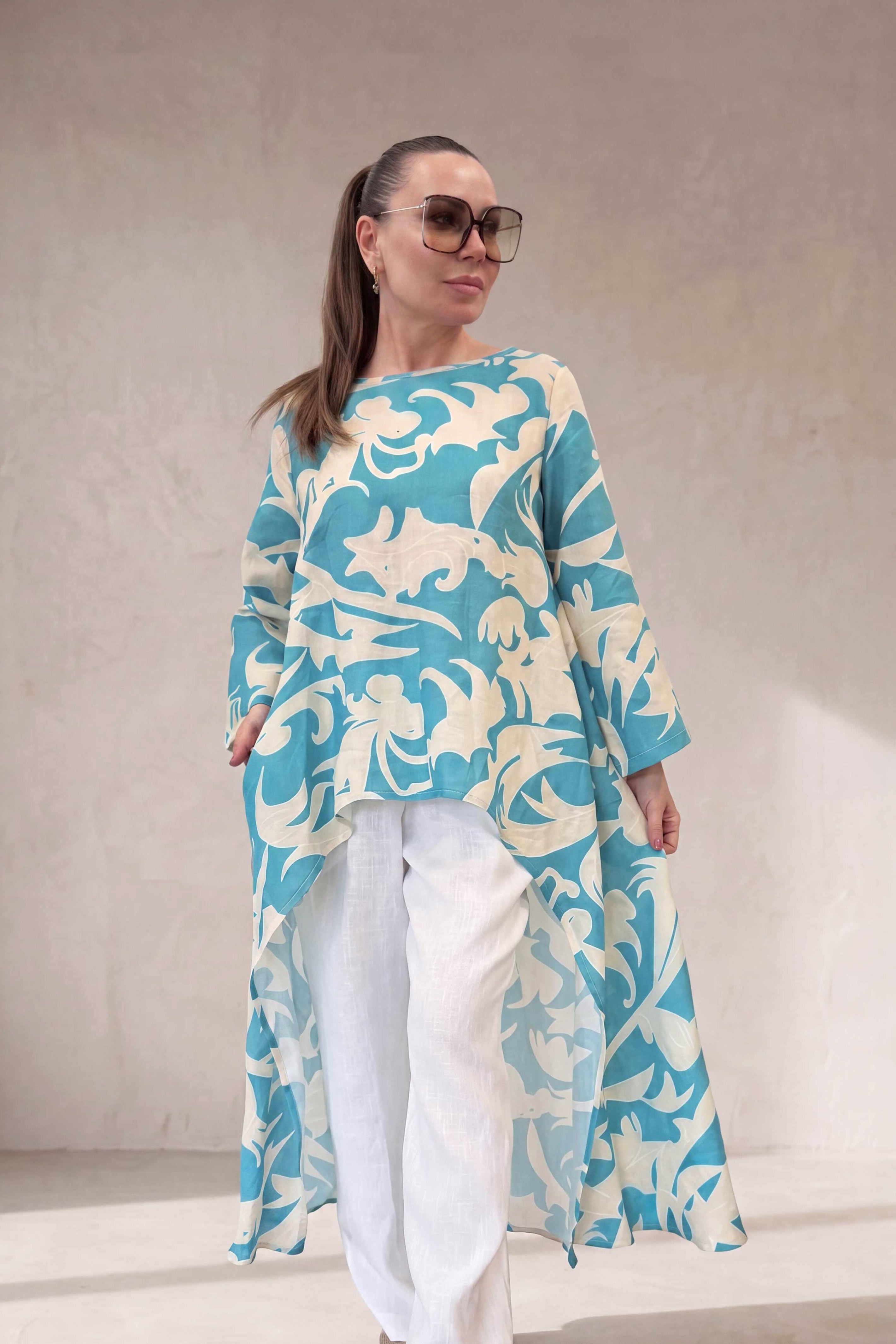 linen-blue-long-top #light-blue