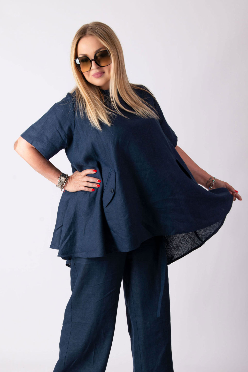 linen a line top nikiti - EUG fashion #dark-blue