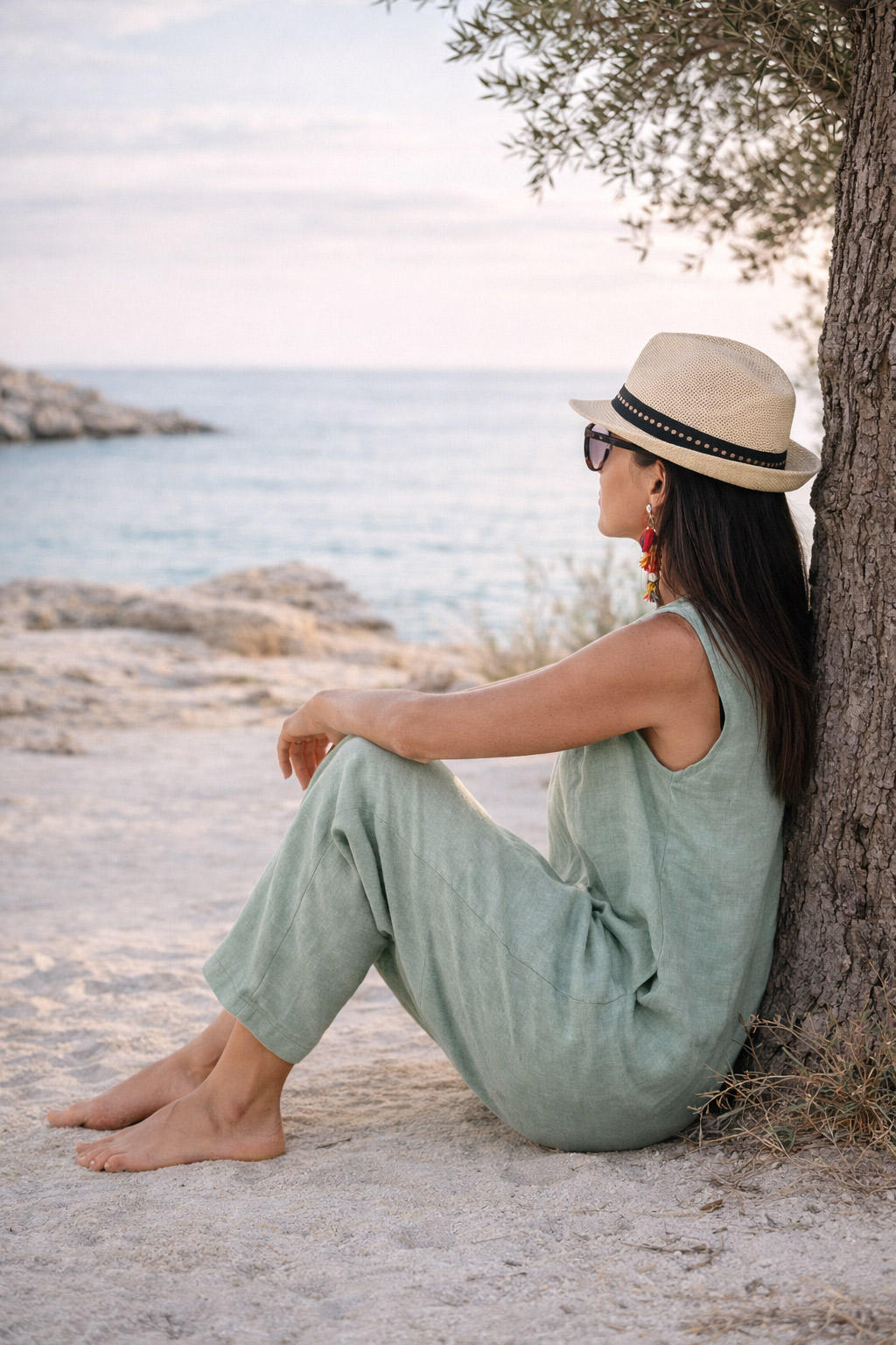 linen-harem-jumpsuit #mint-green
