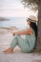 linen-harem-jumpsuit #mint-green