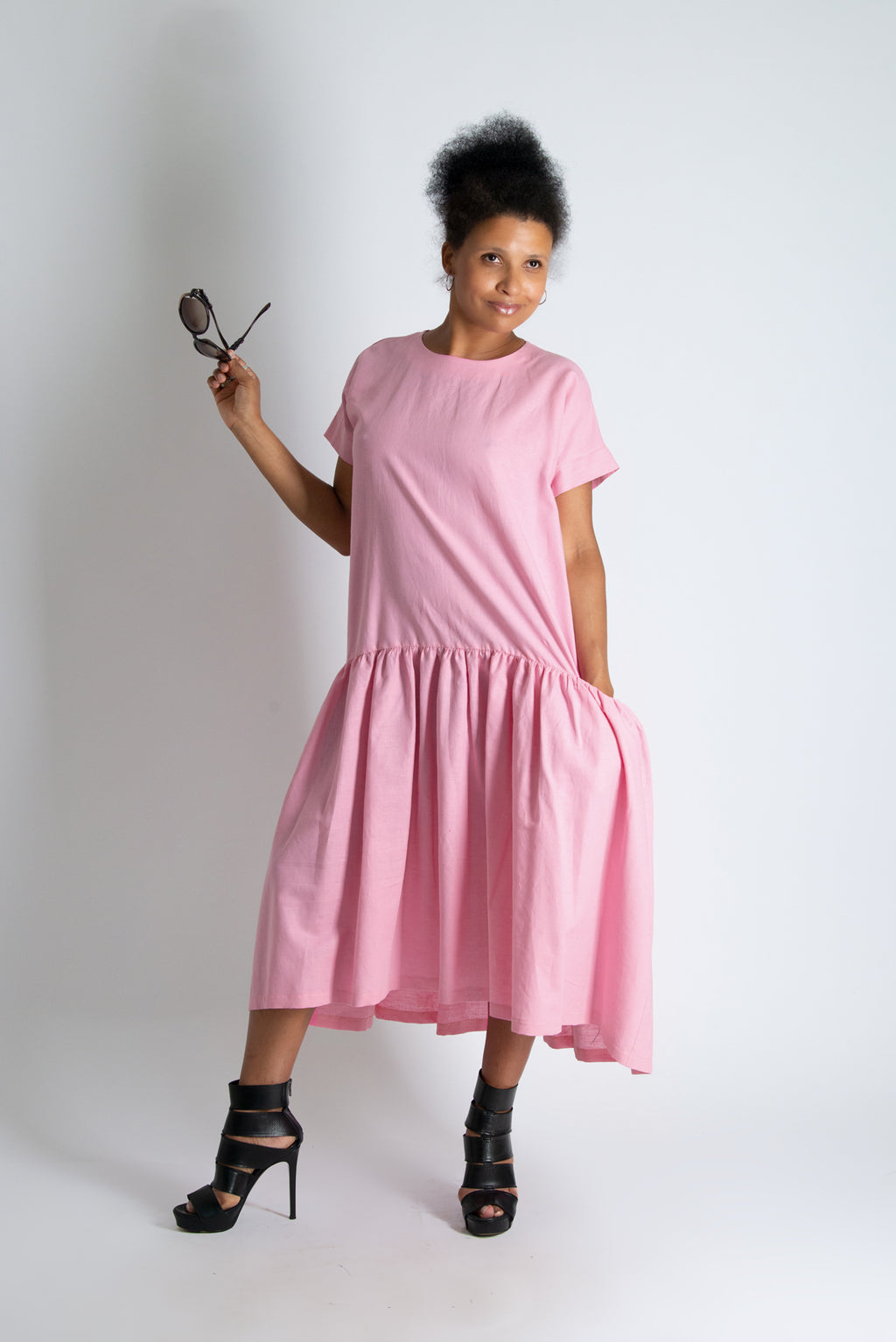baby pink linen dress