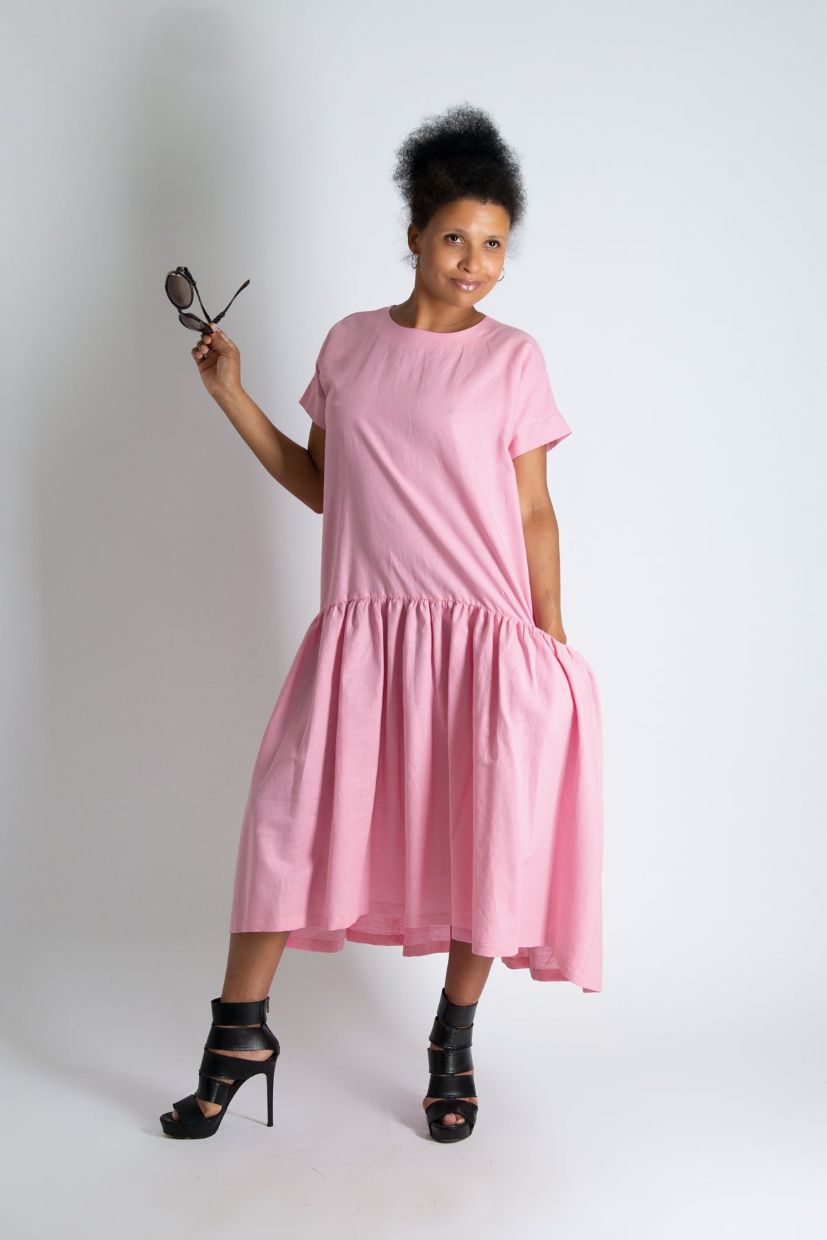 baby pink linen dress