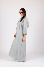 long linen hooded dress