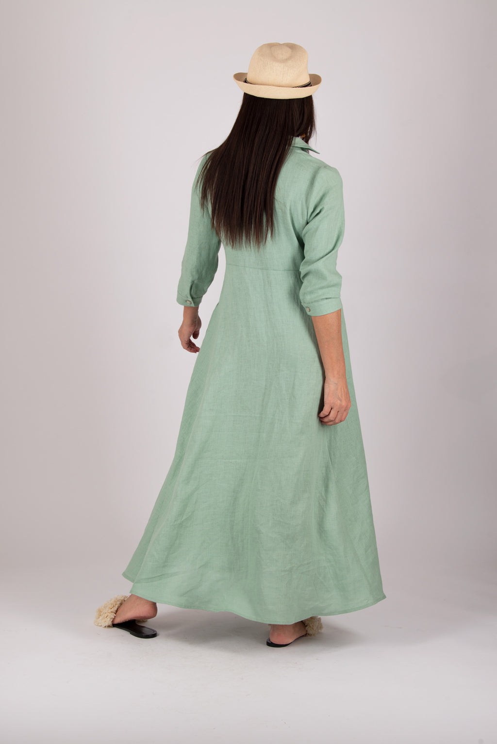 linen-shirt-long-dress #mint-green