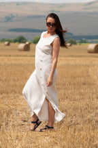 linen elegant woman dress - eug fashion #natural