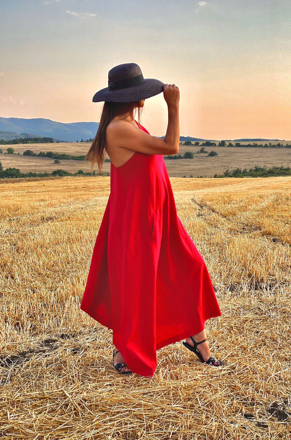 Linen One-Shoulder Dress - Tiffany