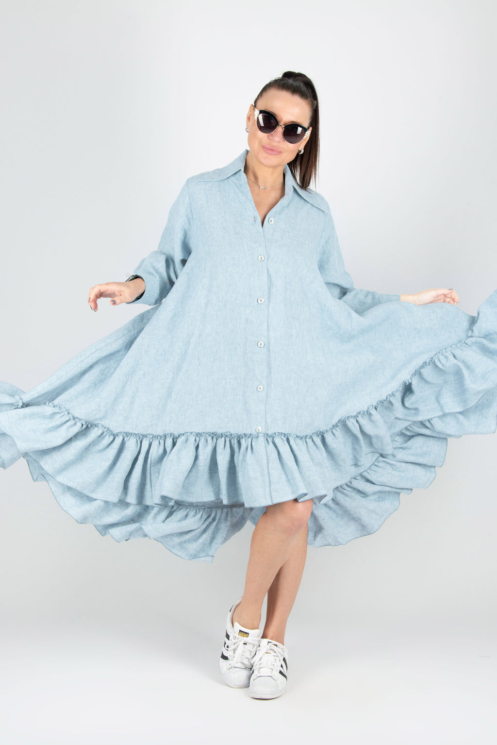 linen-light-green-dress - EUG fashion #light-blue