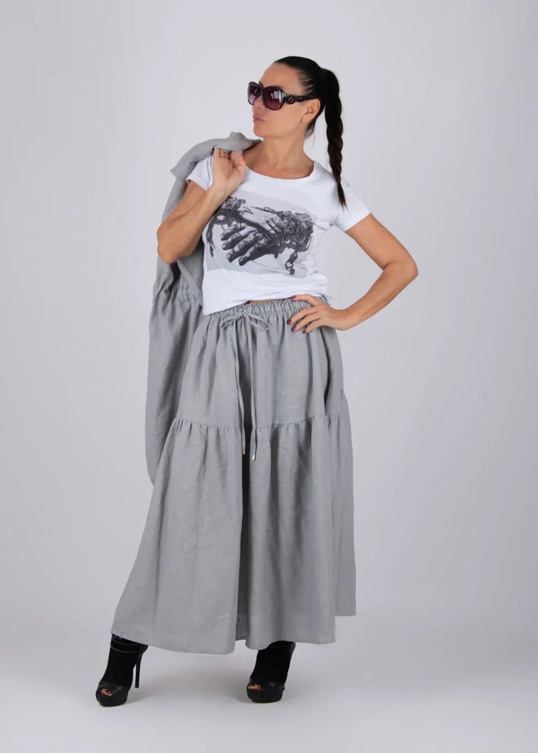 Linen Flounces skirt EUGF - EUG Fashion
