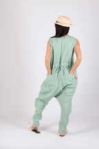 linen-harem-jumpsuit #mint-green