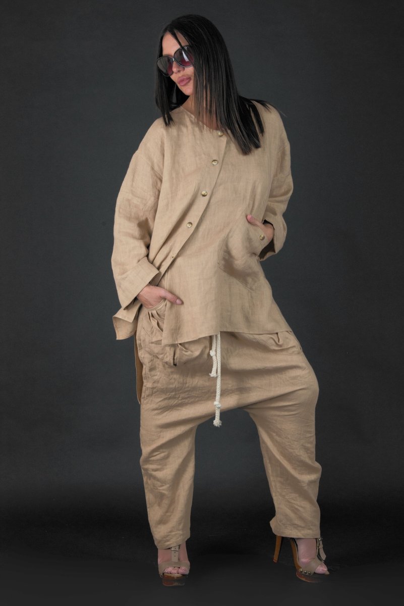 Linen Harem Loose Pants CLARA - EUG Fashion