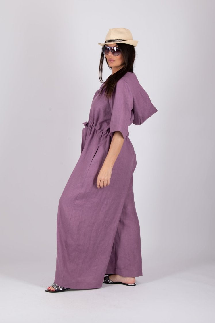 Linen Hooded Jumpsuit REGINA - EUG Fashion