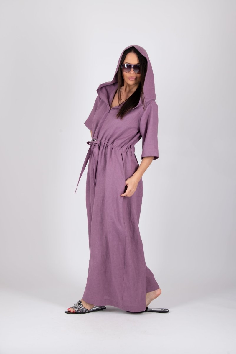 Linen Hooded Jumpsuit REGINA - EUG Fashion EugFashion 