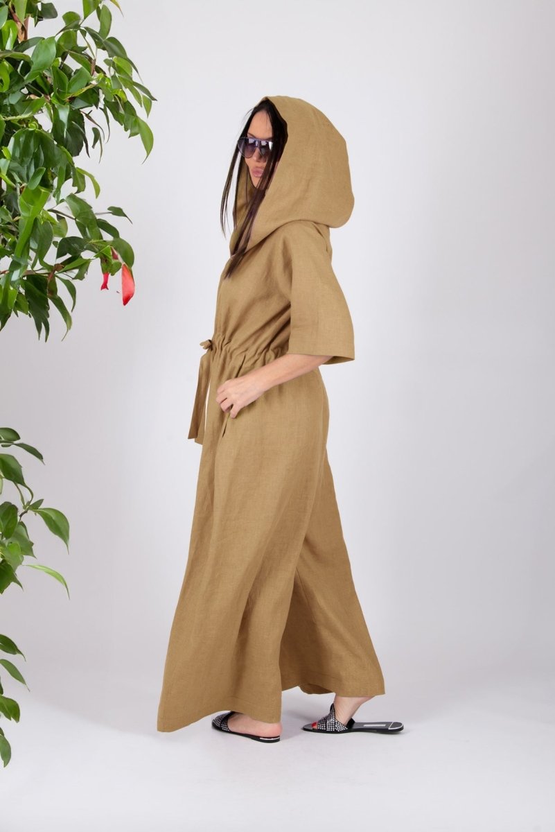 Linen Hooded Jumpsuit REGINA - EUG Fashion