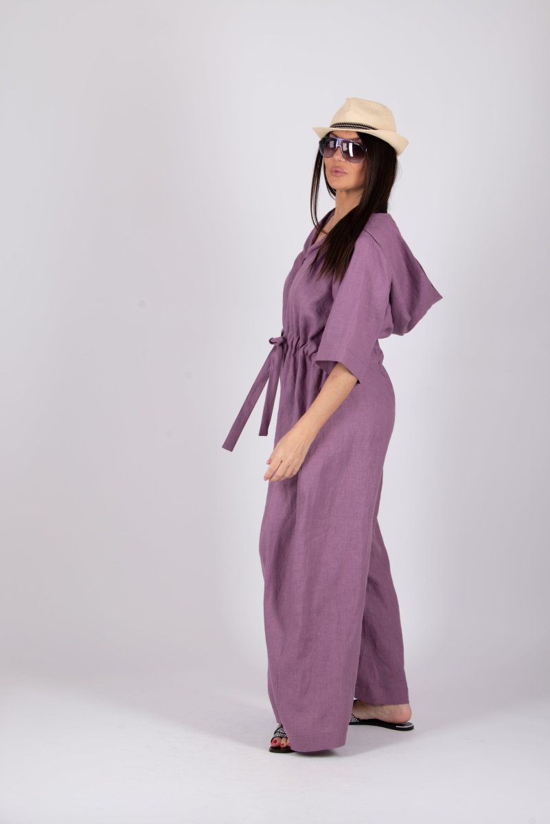 Linen Hooded Jumpsuit REGINA - EUG Fashion