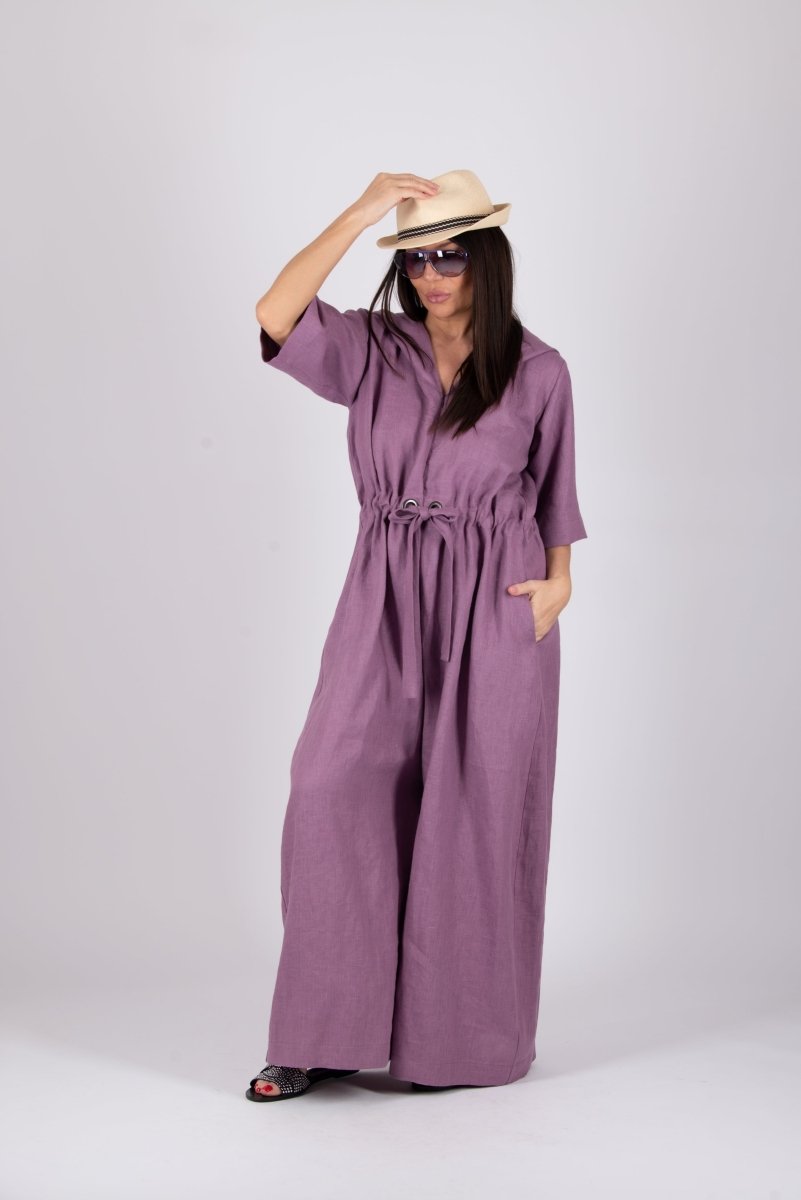 Linen Hooded Jumpsuit REGINA - EUG Fashion