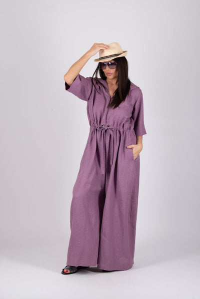 Linen Hooded Jumpsuit REGINA - EUG Fashion EugFashion 