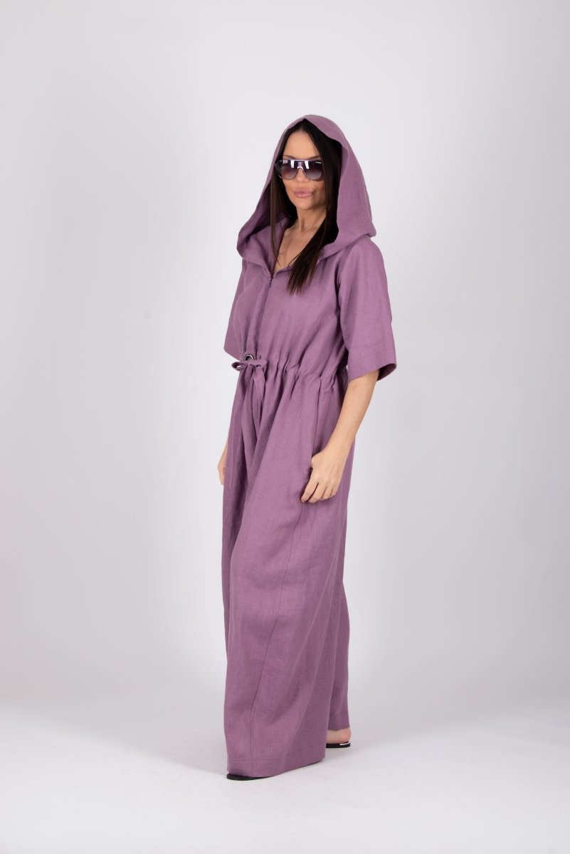 Linen Hooded Jumpsuit REGINA - EUG Fashion EugFashion 