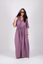 Linen Hooded Jumpsuit REGINA - EUG Fashion
