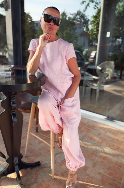 Sleeveless Linen Jumpsuit Lilian EugFashion 