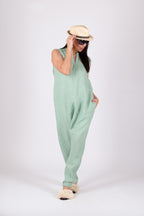 linen-harem-jumpsuit #mint-green