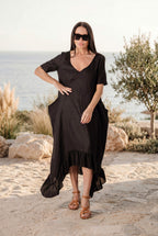 Linen Black Dress - Casablanca