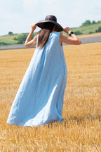 Linen sleeveless dress #light-blue