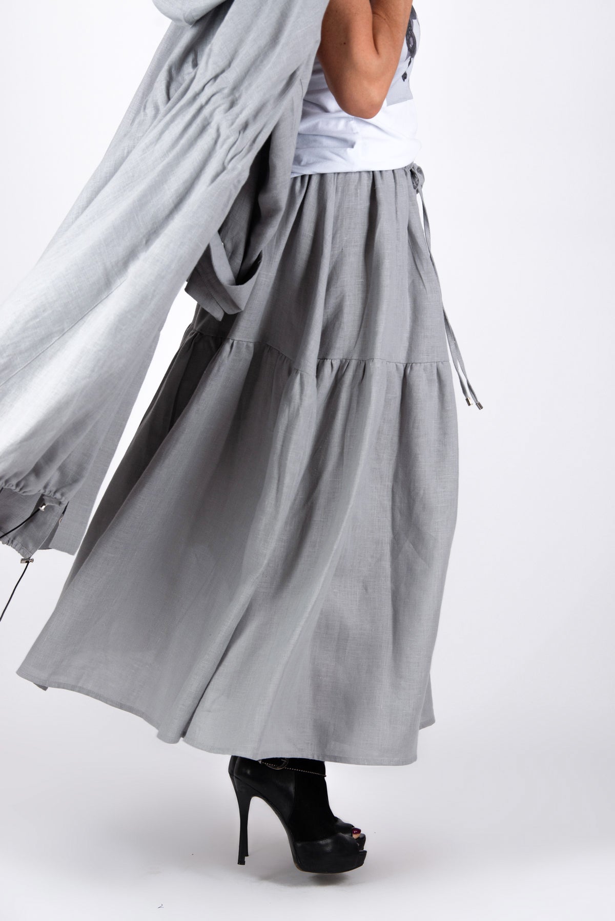 Linen Flounces Skirt - EUGF