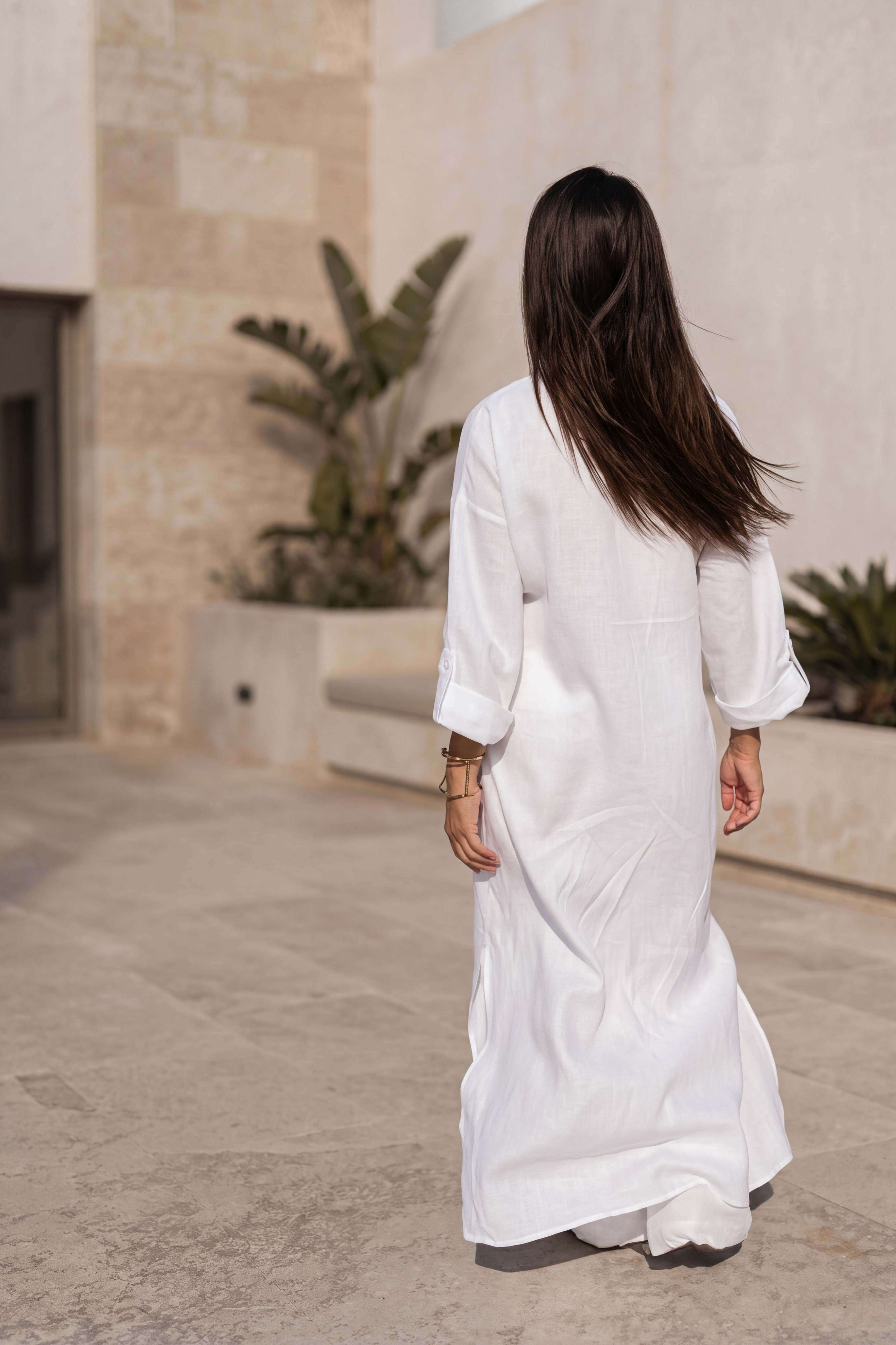 Linen white long top - Eug fashion