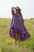 loose fit linen dress #smoky-purple