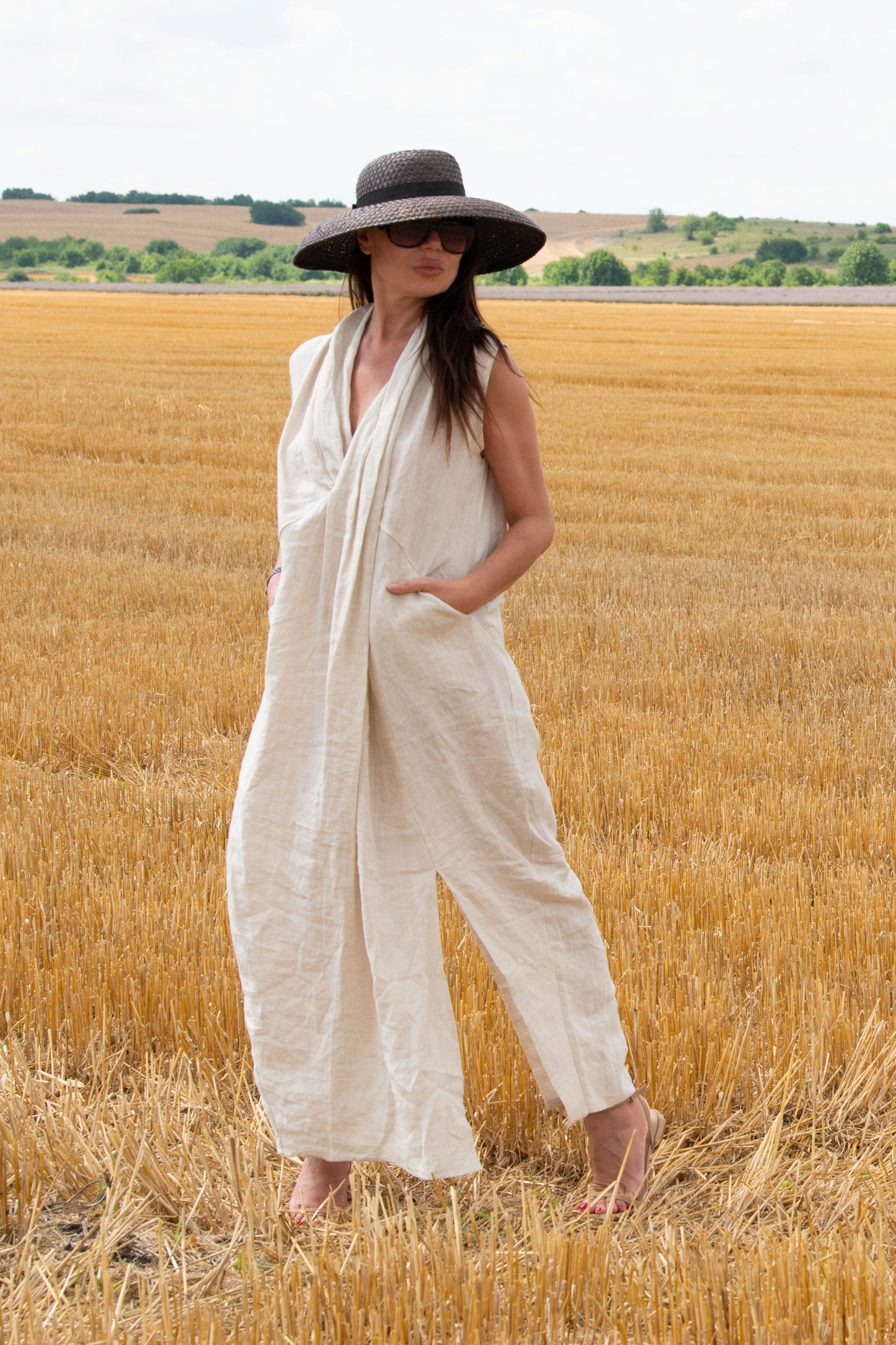 sleeveless linen dress - EUG fashon #natural