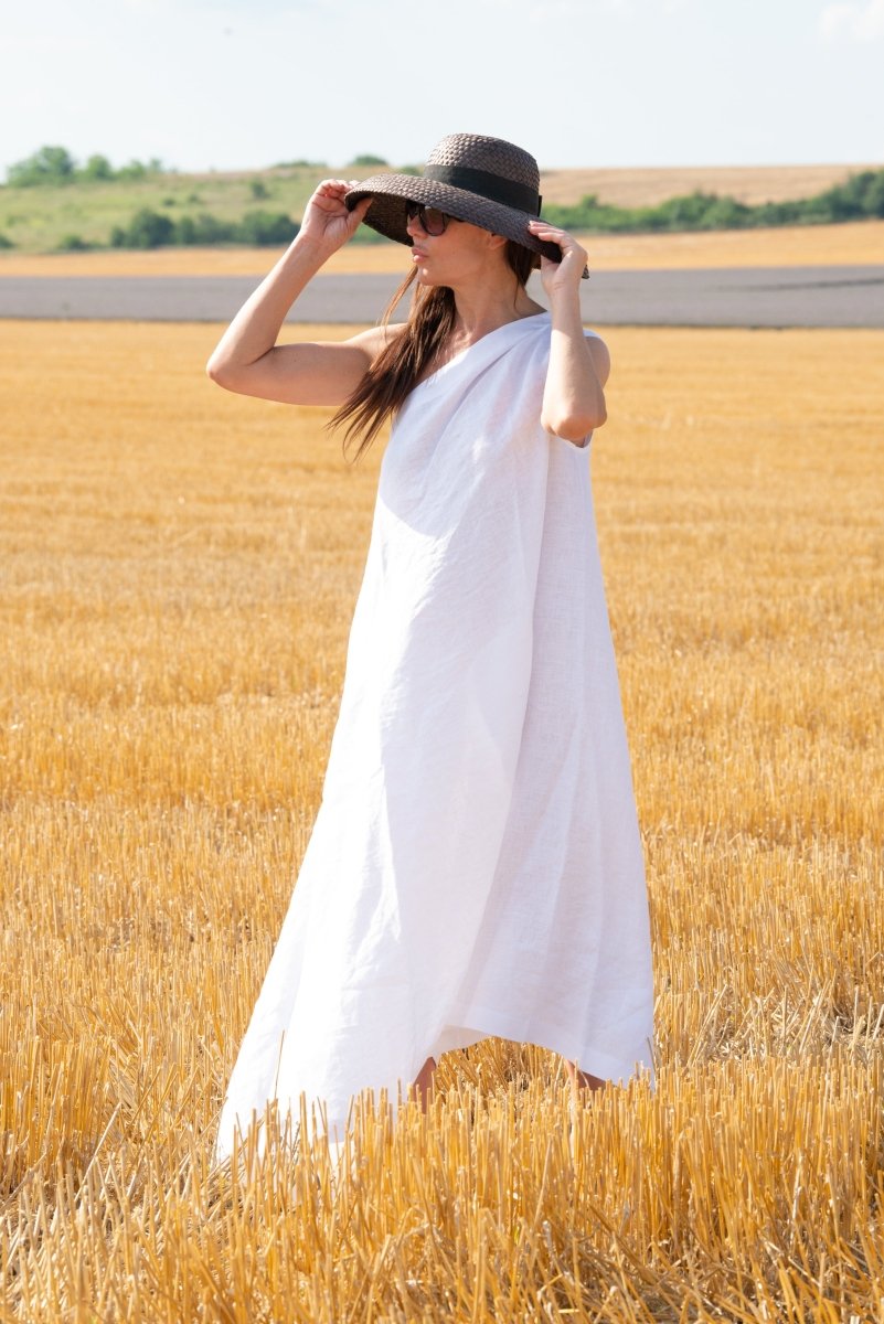 Linen One Shoulder Dress TIFFANY - EUG Fashion EugFashion 