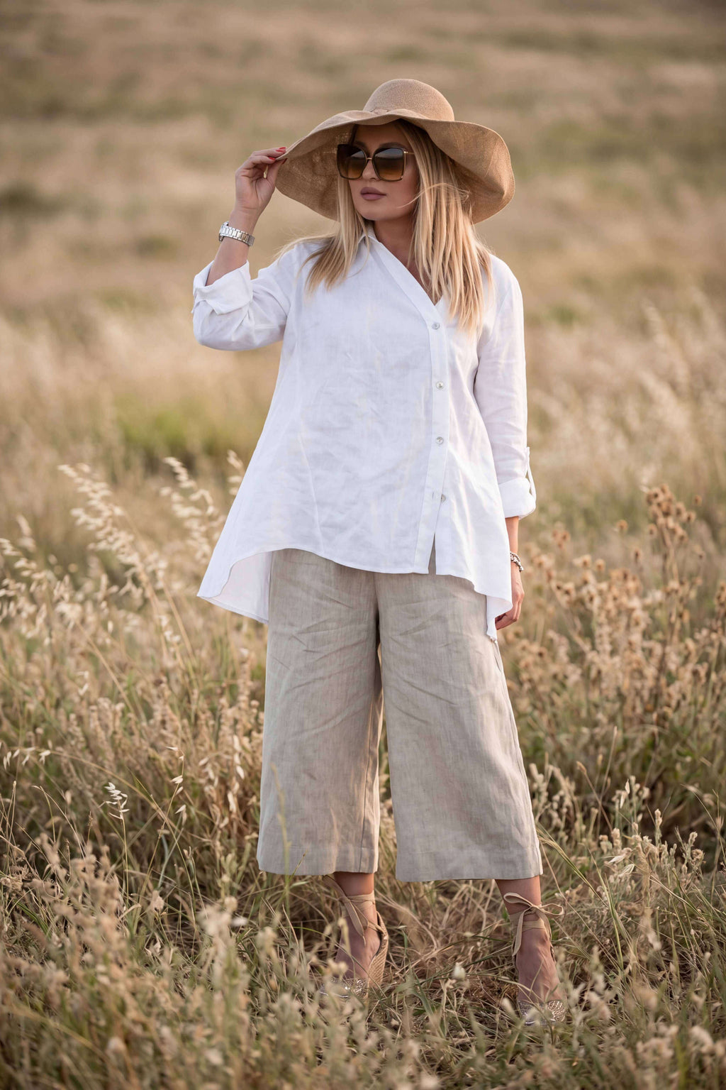 Natural linen capri pants Capri — EUG Fashion #natural
