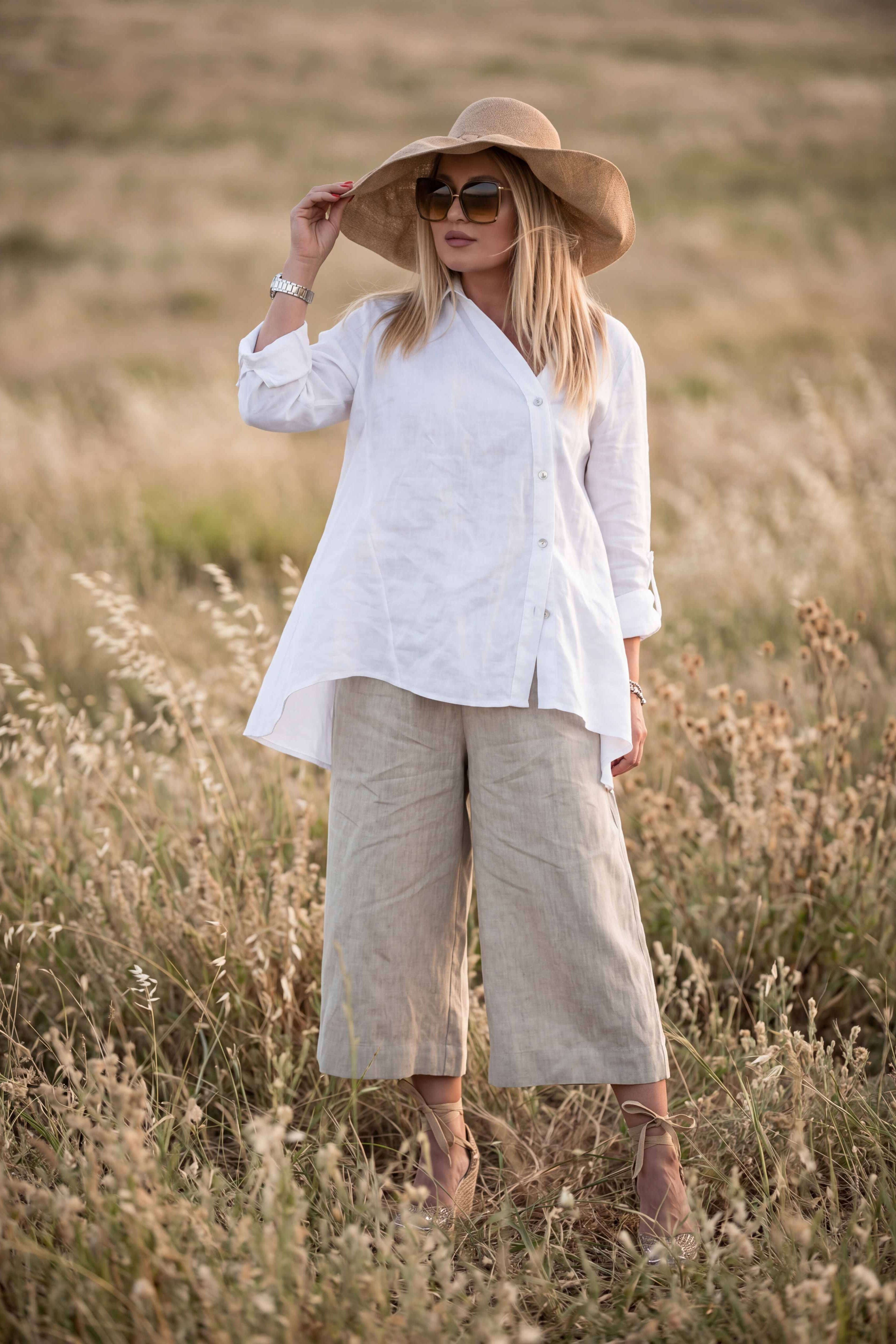 Natural linen capri pants Capri — EUG Fashion #natural
